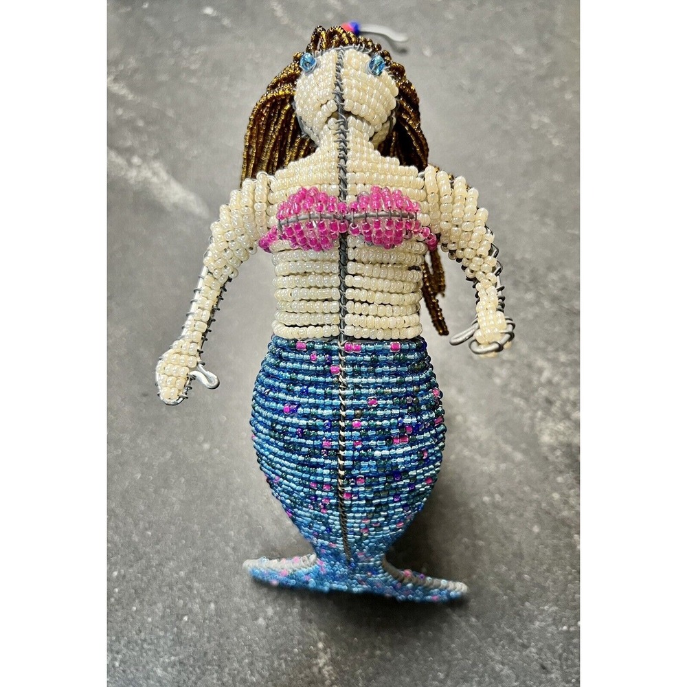 Burnette Mermaid Wire Worx Handmade Glass Beaded Wire Sculpture With Hanger 9"‎